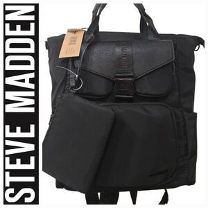 Steve Madden BAction Convertible Backpack/Tote Bag- Black